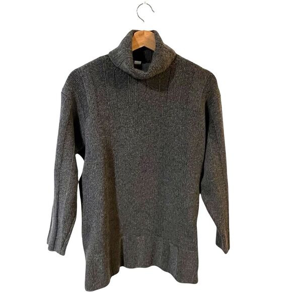Vintage Country Shop Turtleneck Cashmere Sweater L Grey Old Money Quiet Luxury - Picture 1 of 6